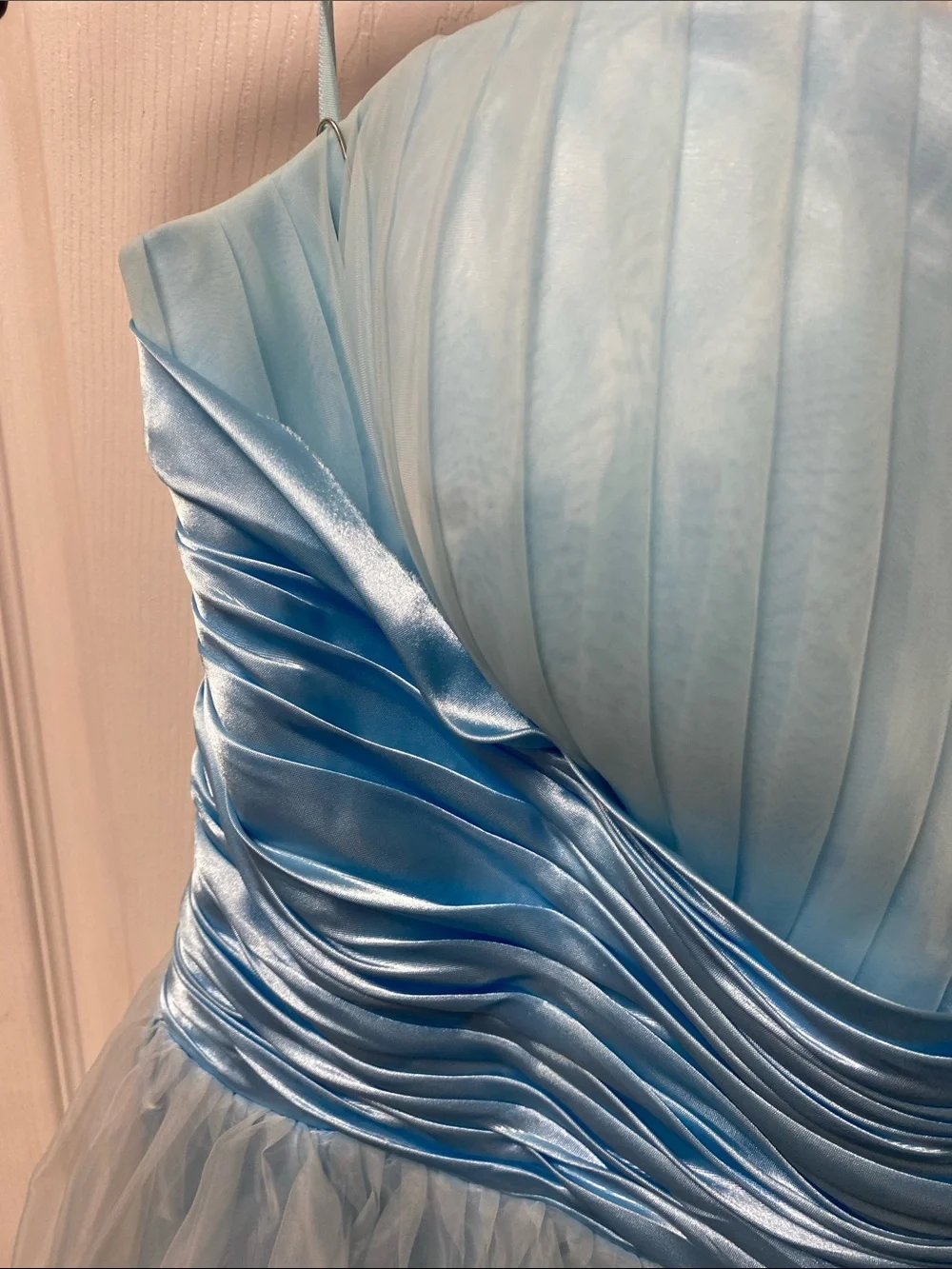 Light Blue Girls' Party Dress with Crystal Accents